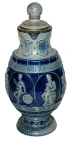RARE 15" HR Stein w Shield, Drinkers & Globe Lid