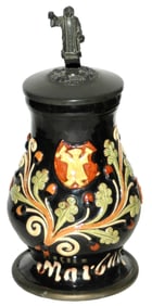 MinMarburg Hafnerware Stein Dated 1887 Monk Shield