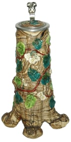 Mettlach Tree Trunk Footed Character Stein w Inlay