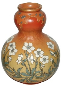 Uncommon Mettlach Art Nouveau Floral Etched Vase