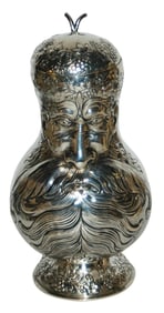 Silver Bearded Man Character Stein & Chased Lid