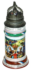 Regimental Stein w Screw Off Crown Scene Lid