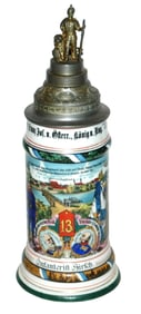 Regimental 13 Inft  Stein w Screw Off Finial
