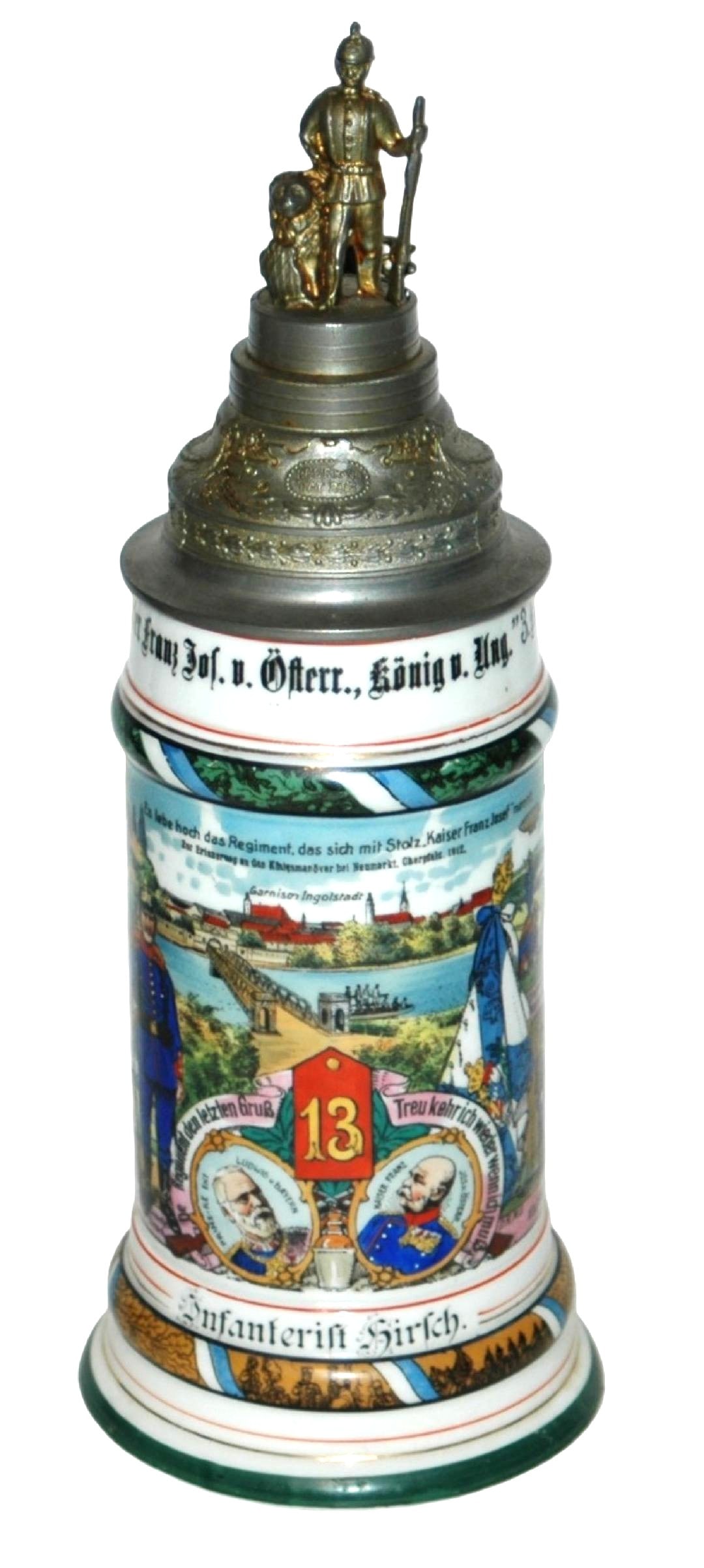 Regimental 13 Inft  Stein w Screw Off Finial (1 of 5)