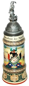 1L Regimental Ulan No5 Stein w Helmet Lid Stanhope