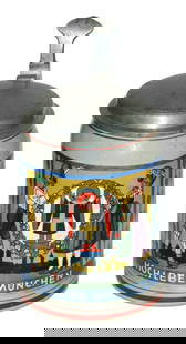 Franz Ringer Kids& Munich Child Octoberfest Stein: Stoneware POG 1/2L. Franz Ringer. Children on either side of Munich Child. Mintubaums Oktoberfest Land. Mint.