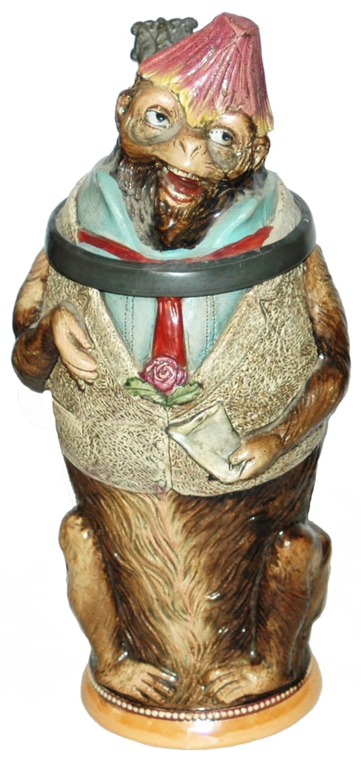 Diesinger Monkey  w Vest & Tie Character Stein (1 of 4)