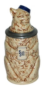 Cat w Student Cap and Stein Character Stein