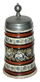 Rare 1-1/4L Thun c.1780 Scratch floral Stein
