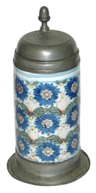 1-1/4L Erfurt Faience Floral Design Stein c.1780