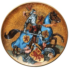 Mettlach Habsburg Knight on Horseback Plaque