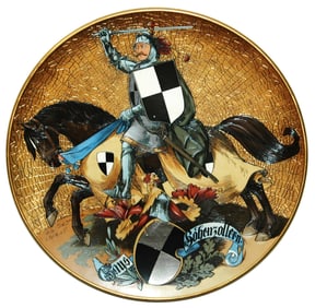 Mettlach Hohenzollern Knight on Horseback Plaque