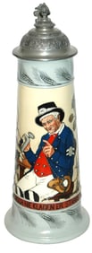 3L Mettlach Postman Drinks from Stein