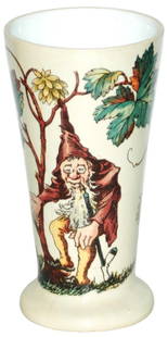 Mettlach  Dwarf w ith Pipe Beaker: Mettlach #2842/1175 PUG 1/4L Beaker. Dwarf with pipe. Mint.
