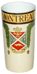 Mettlach Montreal Shield Beaker: Mettlach #2327/1200 PUG 1/4L Beaker. Montreal. Shield. Mint.