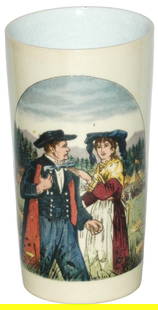 Mettlach Couple in Ethnic Clothing Beaker: Mettlach #2327/1134 PUG 1/4L Beaker. Couple in ethnic clothing. Mint.