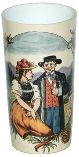 Mettlach Couple in Ethnic Dress Beaker: Mettlach #2327/1135 PUG 1/4L Beaker. Couple in ethnic clothing. Mint.