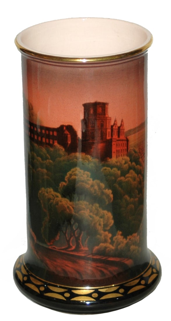 Mettlach 10" Vase Heidelberg Castle & City Stein (1 of 4)