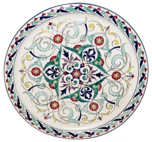Mettlach Etched Floral Mosaic 14" Tray