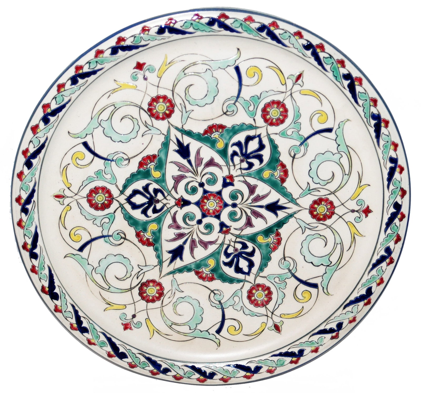 Mettlach Etched Floral Mosaic 14" Tray (1 of 1)