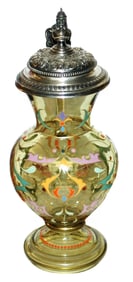 Theresenthal Floral Glass Stein w Fancy Kaiser Lid