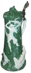 2L Pate-su-Pate Art Nouveau Man & Woman Stein