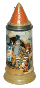 1L Mettlach Schlitt Knight at Castle Party Stein