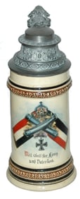 Military Artillery Flags & Cannons Stein Fancy Lid