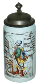 1L Mettlach Knight & Verse Light Blue Body Stein