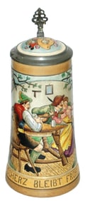 Man Hugs Barmaid in Tavern Etched Stein