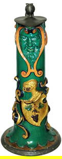 Impressive Hafnerware 19-1/2" Historismus Stein: Hafnerware Relief 19 1/2” Stein. Made in the 16th century Preuning Nurnberg style. Historismus. Shield and bearded spout. Impressive. Very good condition.