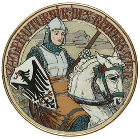 PAIR Mettlach Jousting Knight & Maiden Plaques