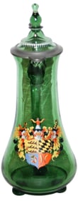 2L Enamel Heraldic Shield on Blown Glass Stein