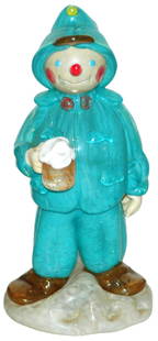 Czech Glass Figure of Uniformed Man w Beer Stein: Blown Czech Glass 8&#8221; Figure. Man in uniform holds foaming beer stein. Mint.