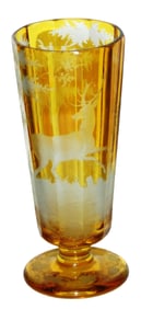 Intaglio Wheel-cut Stag Faceted Pilsner Beaker