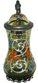 Floral Enamel Stein w Matched Dome Inlay Lid
