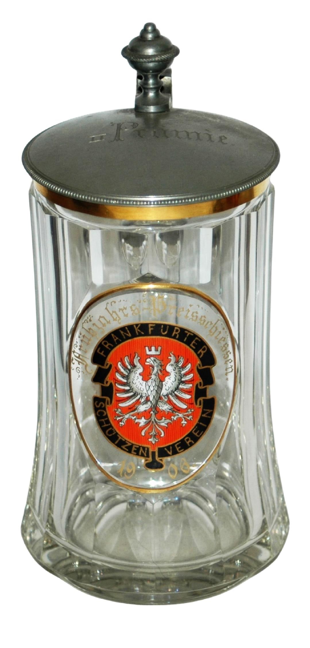 Enamel Shooting Contest Eagle Shield Glass Stein (1 of 3)