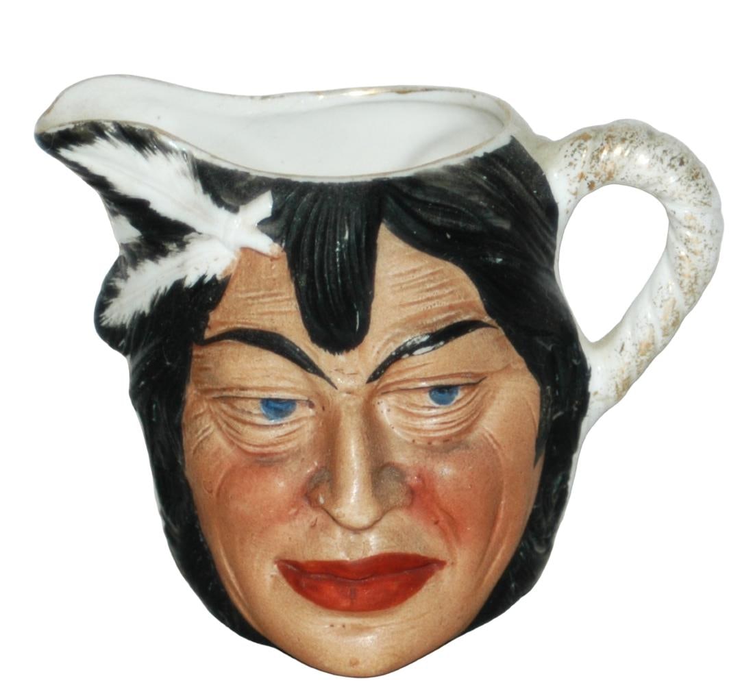 Bohne Porcelain Indian Character Creamer: Character 3 1/4” Creamer Bohne Porcelain. Indian. Mint.