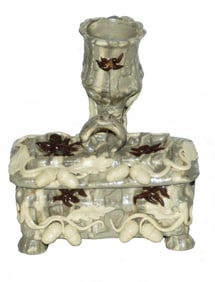 Mettlach Earlyware Candlestick on Covered Box