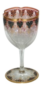 Moser 4 Lobe Goblet  Stem w Applied Beads & Floral