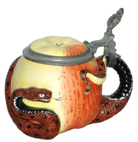 1/4L Bohne Porcelain Snake & Apple Character Stein