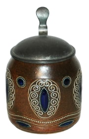 Art Nouveau Floral Stoneware Relief Stein