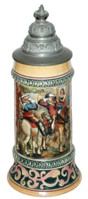 Diesinger Drinking Men on Horseback Relief Stein