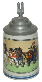 Munich Child Drives Beer Barrel Wagon Stein