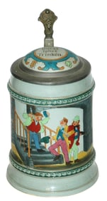 Bar w Drinkers at Closing Time Stein w Inlay Lid