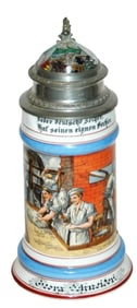 Occupational Baking Scenes Stein w Prism Lid