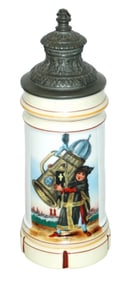 Munich Child w Big Frauenkirche Stein