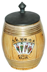 Barrel Character Stein w Playing Cards on Front