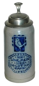1L Franz Ringer Stoneware Bird w Verse Stein