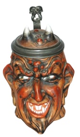 Bohne Satan Devil Head Character Stein Horns Inlay